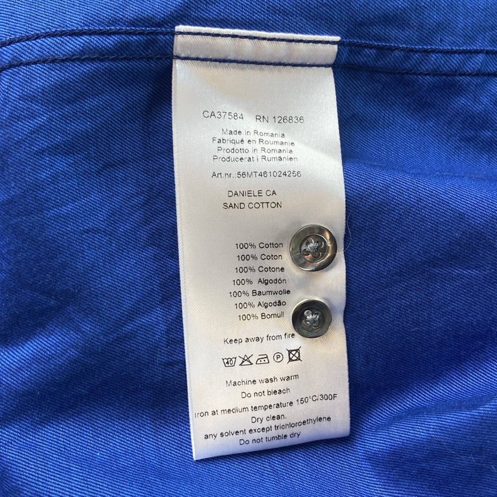 J Lindeberg Slim Fit Men’s Button Down Dress Shirt Blue Cotton 39/15.5 - Picture 7 of 7